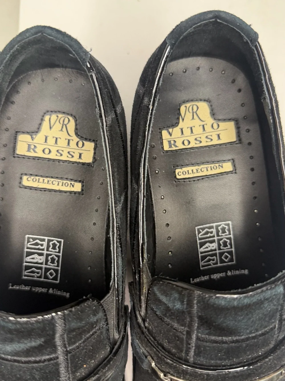 Men's Black Suede Check Loafers with Metal Accent
